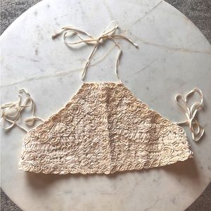 Zara rosette crochet halter crop top